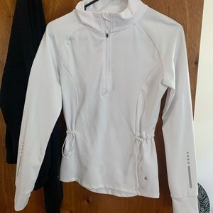 White work out material half zip up size small never worn